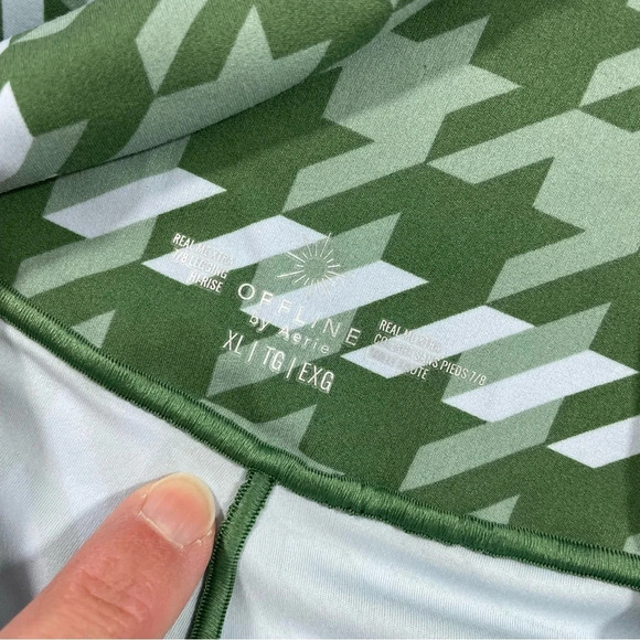New Aerie Offline Real Me Xtra 7/8 Leggings Hi Rise Green Houndstooth - Picture 5 of 8